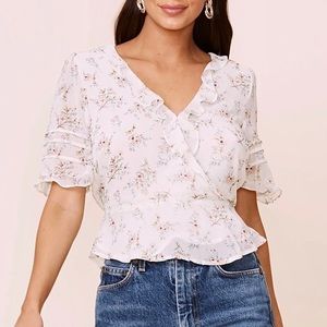 ASTR the Label Floral Ruffle Wrap Blouse